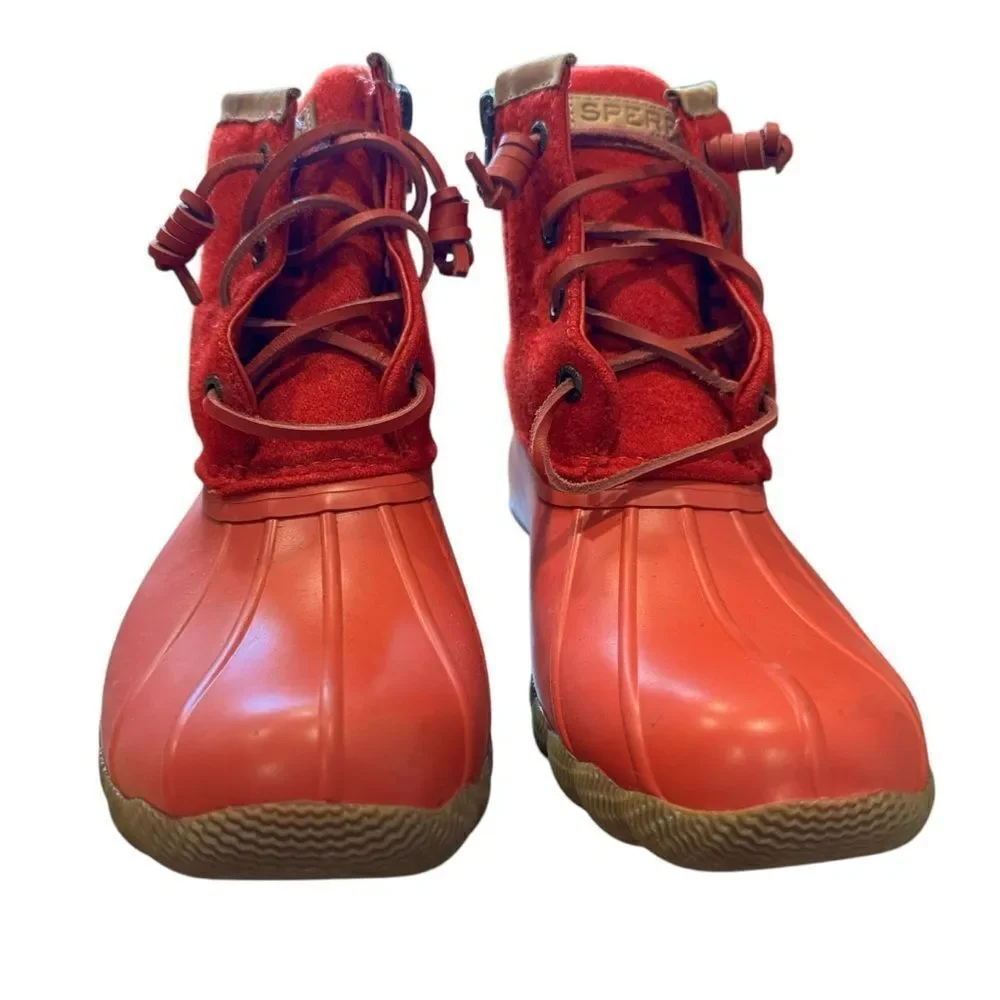 Revolve Sperry Saltwater Wool Waterproof Rain Boot in Red NWOT